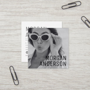 Modern Minimalist Simple Professional Photo Square Business Card