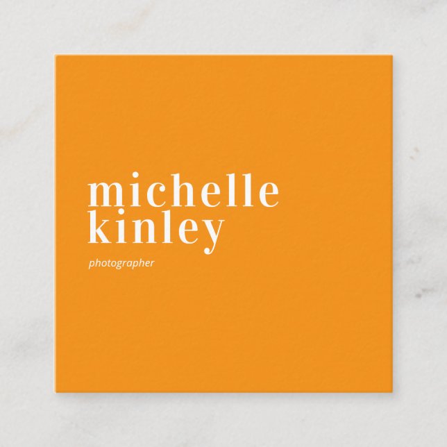 Modern minimalist simple QR code personal orange Square Business Card (Front)