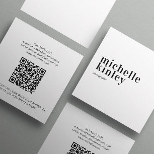Modern minimalist simple QR code personal  Square Business Card