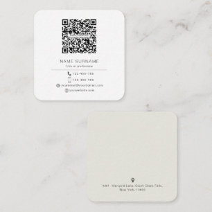 Modern Minimalist Simple QR code personal Square Square Business Card