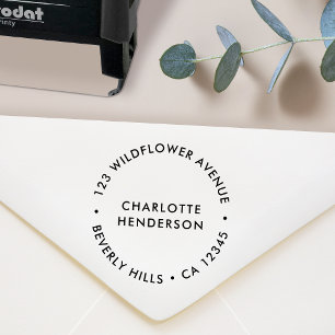 Modern Minimalist   Simple Round Return Address Self-inking Stamp