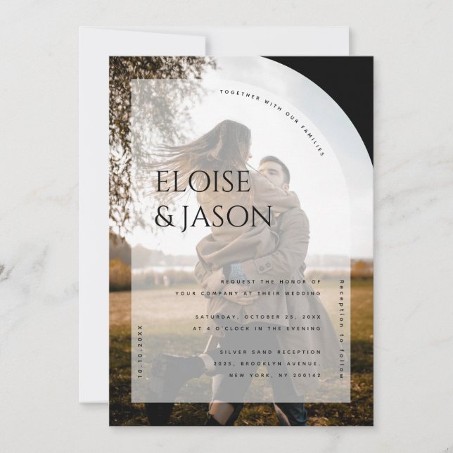 Modern Minimalist Simple Rustic Photo Arch Wedding Invitation (Front)