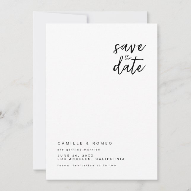 Modern Minimalist Simple Save the Date Invitation (Front)