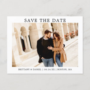 Modern Minimalist Simple Save The Date Photo Postcard