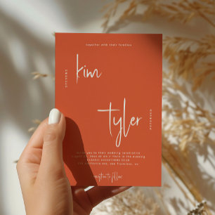 Modern minimalist simple signature script wedding invitation