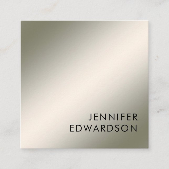 Modern minimalist simple silver professional square business card (Front)