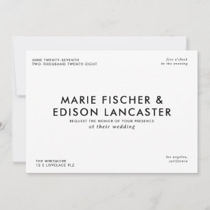 Modern Minimalist Simple Sleek Charming Wedding Invitation