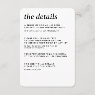 Modern Minimalist Simple Sleek Wedding Details Enclosure Card
