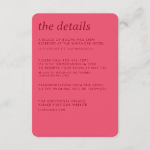 Modern Minimalist Simple Sleek Wedding Details Enclosure Card