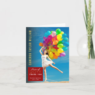 Modern Minimalist Simple Square Photo Graduation Thank You Card