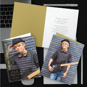 Modern Minimalist Simple Square Photo Graduation Thank You Card