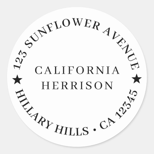 Modern Minimalist Simple Star Design Classic Round Sticker (Front)