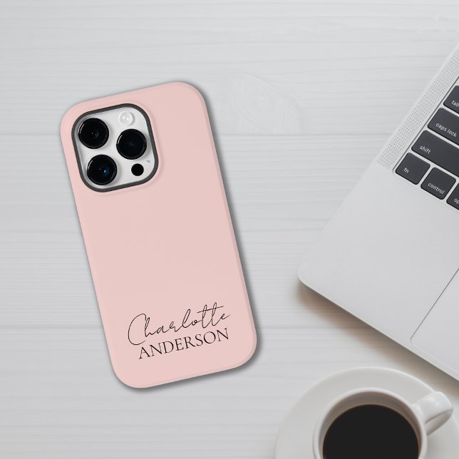 Modern Minimalist Simple Stylish Name Blush Pink Case-Mate iPhone Case (Creator Uploaded)