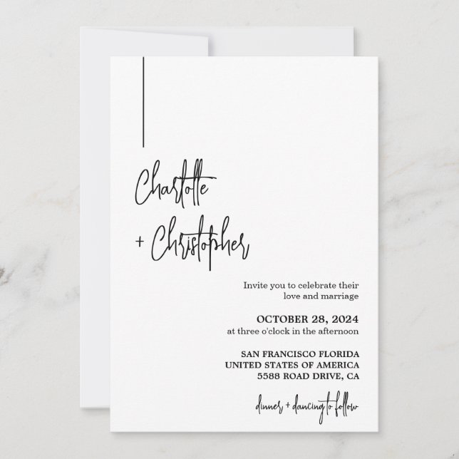 Modern Minimalist Simple Stylish Photo Wedding Invitation (Front)