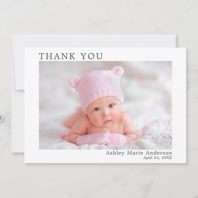 Modern Minimalist Simple Thank You New Baby Card (Front)