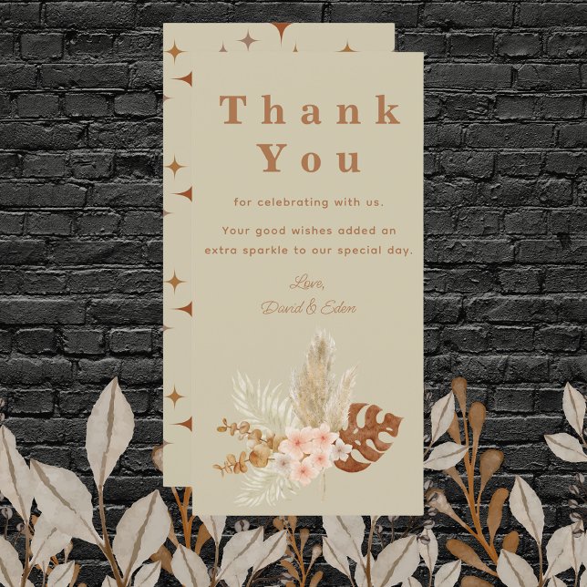 Modern Minimalist Simple Typography Boho Wedding   Thank You Card (Creator Uploaded)