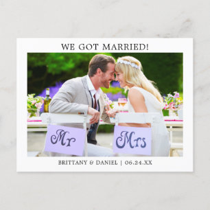 Modern Minimalist Simple We Got Married! Postcard