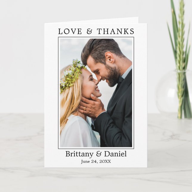 Modern Minimalist Simple Wedding Love Thanks Fold Thank You Card (Front)