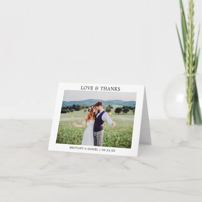 Modern Minimalist Simple Wedding Love Thanks Note Thank You Card | Zazzle