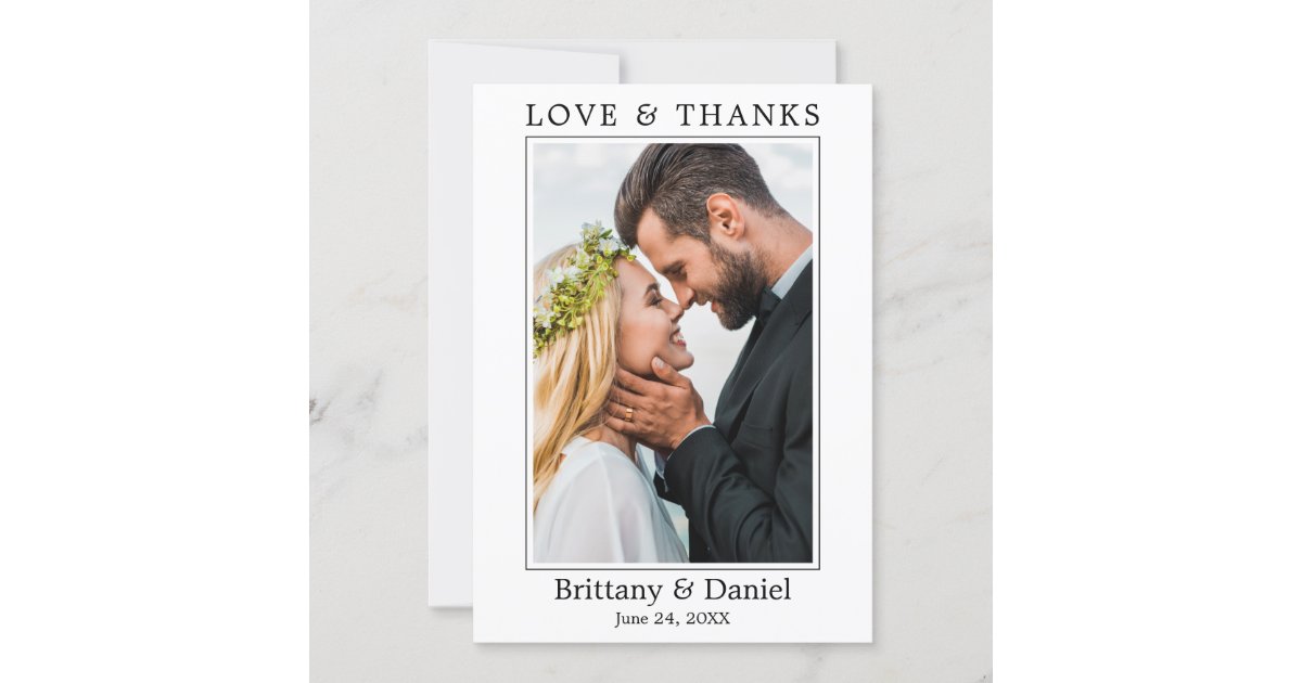 Modern Minimalist Simple Wedding Love Thanks Thank You Card | Zazzle