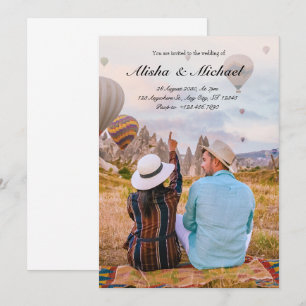 Modern minimalist simple wedding photo adventure  invitation