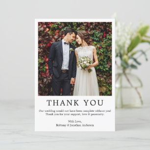 Modern Minimalist Simple Wedding Photo Thank You Card