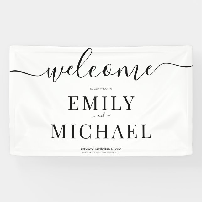 Modern Minimalist Simple Wedding Welcome Banner (Horizontal)