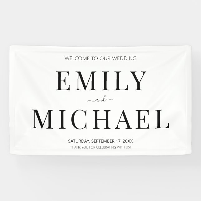 Modern Minimalist Simple Wedding Welcome Banner (Horizontal)