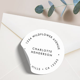 Modern Minimalist Simple White Return Address Classic Round Sticker