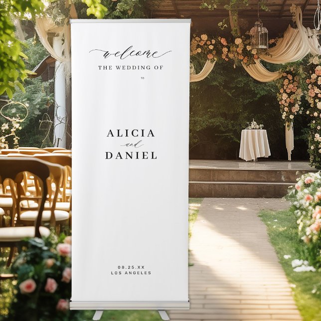 Modern minimalist simple white wedding welcome retractable banner (Creator Uploaded)