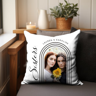 Modern Minimalist Sisters Photo Arch Cushion