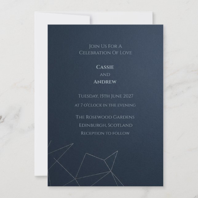 Modern Minimalist Slate Blue Wedding Invitation (Front)