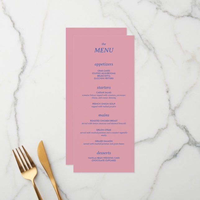 Modern Minimalist Sleek Simple Wedding Menu (Front/Back In Situ)