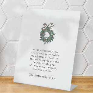 Modern Minimalist Small Business Holiday Thank You Pedestal Sign