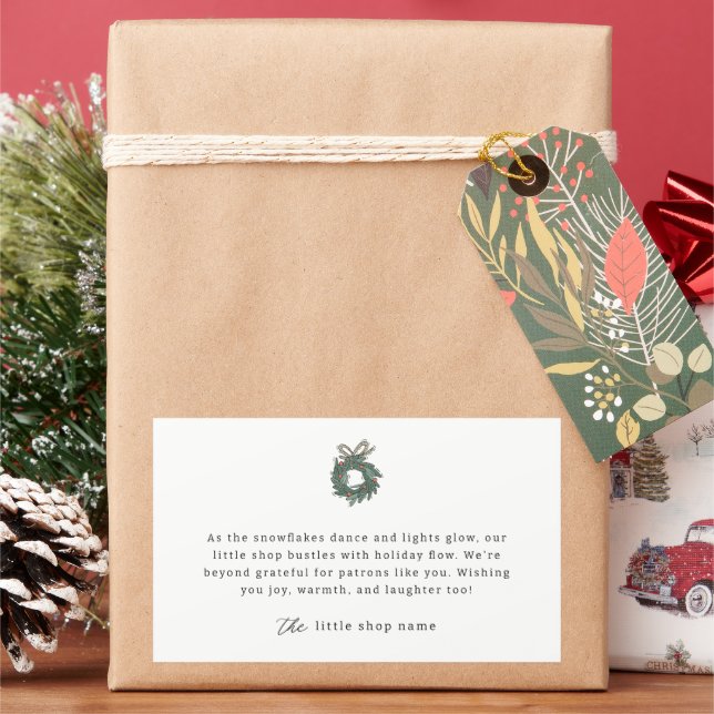 Modern Minimalist Small Business Holiday Thank You Rectangular Sticker (Holiday)