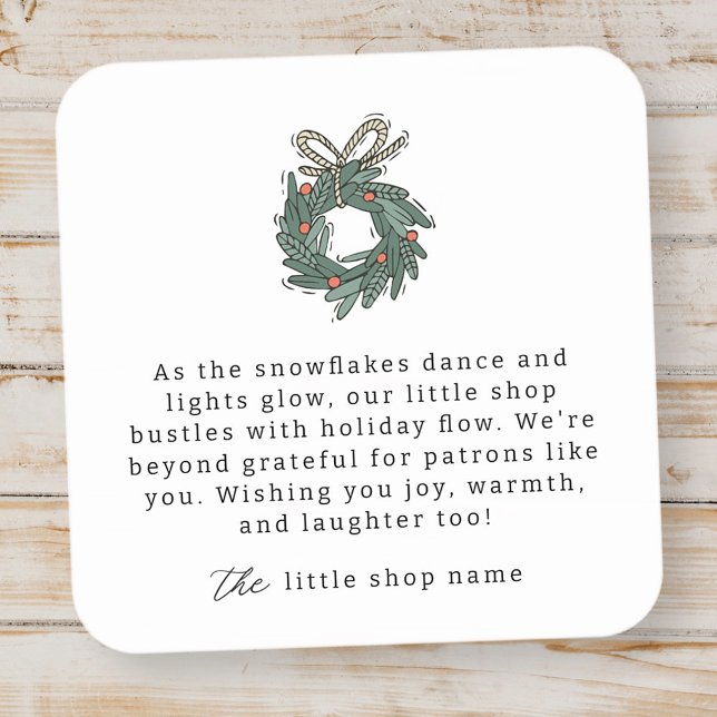 Modern Minimalist Small Business Holiday Thank You Square Sticker (Creator Uploaded)