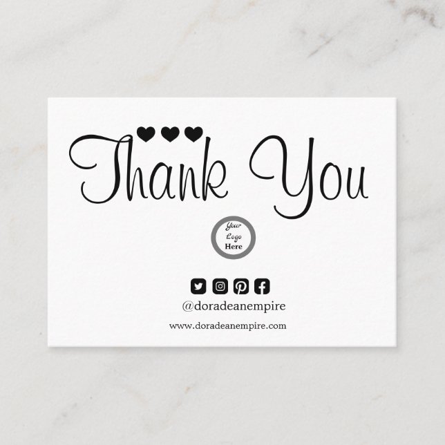  Modern Minimalist Small Business Thank You Card (Front)