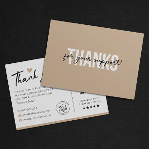 Modern Minimalist Small Business Thank You QR Code Card