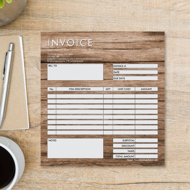 Modern Minimalist Small Invoice Form Business Logo Notepad (professional Minimalist Small Invoice Form Business Logo Notepad)