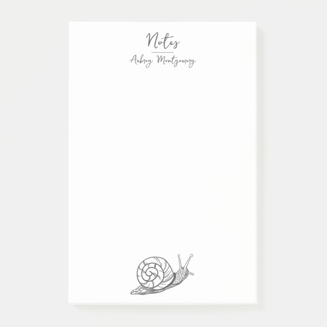 Modern Minimalist Snail Illustration Post-it Notes (Front)