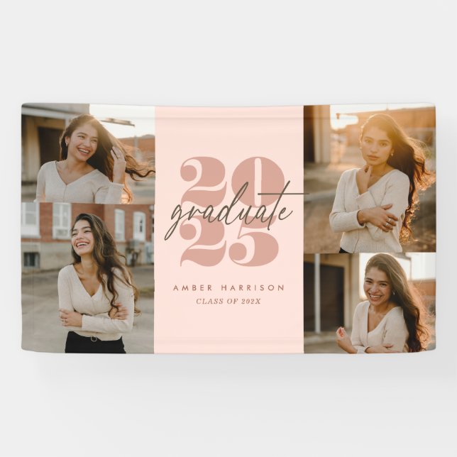 Modern Minimalist Soaring Grad | Blush Pink Photo Banner (Horizontal)
