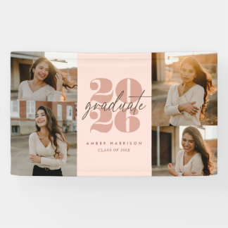 Modern Minimalist Soaring Grad | Blush Pink Photo Banner