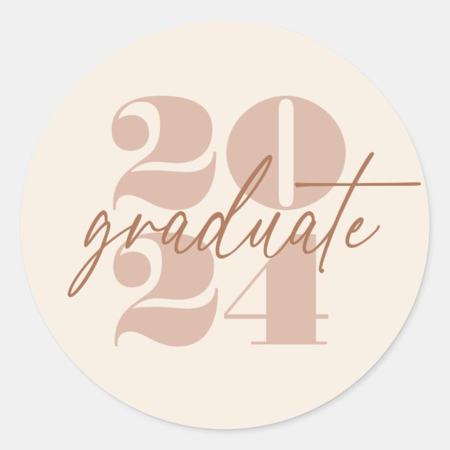 Modern Minimalist Soaring Grad | Cappuccino  Classic Round Sticker (Front)