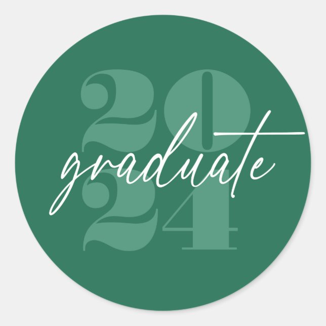 Modern Minimalist Soaring Grad | Green Classic Round Sticker (Front)