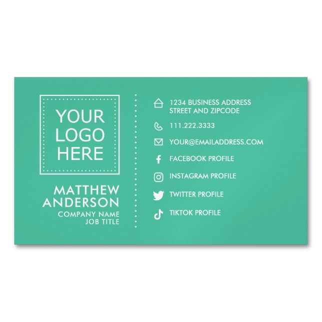Modern Minimalist Social Media Logo Magnetic Business Card (Front)