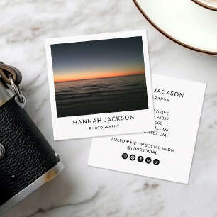 Modern Minimalist Social Media Photographer Square Business Card