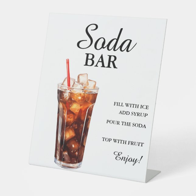 Modern Minimalist soda bar Summer Birthday sig Pedestal Sign (Front)