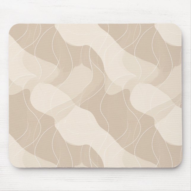 Modern Minimalist Soft Beige Flow Abstract Pattern Mouse Mat (Front)
