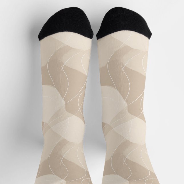 Modern Minimalist Soft Beige Flow Abstract Pattern Socks (Top)