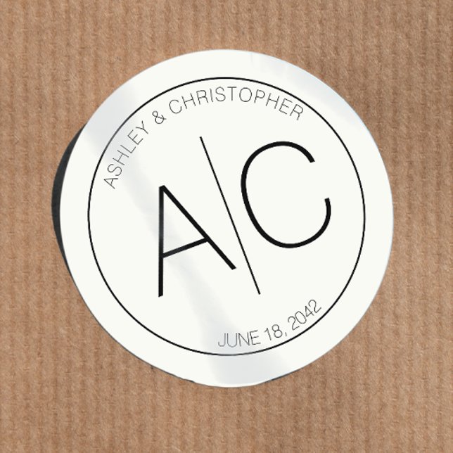 Modern Minimalist Soft White Wedding Classic Round Sticker (Creator Uploaded)